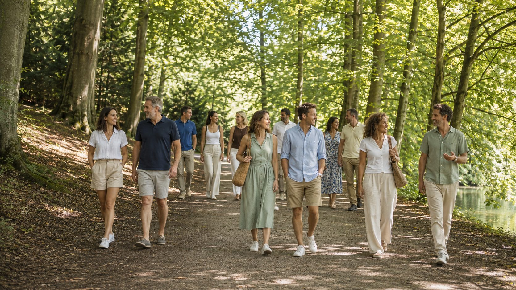 Un groupe en balade sur un chemin de forêt